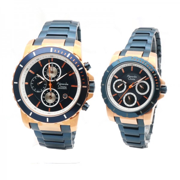 Alexandre Christie AC 6141 Rosegold Blue Couple